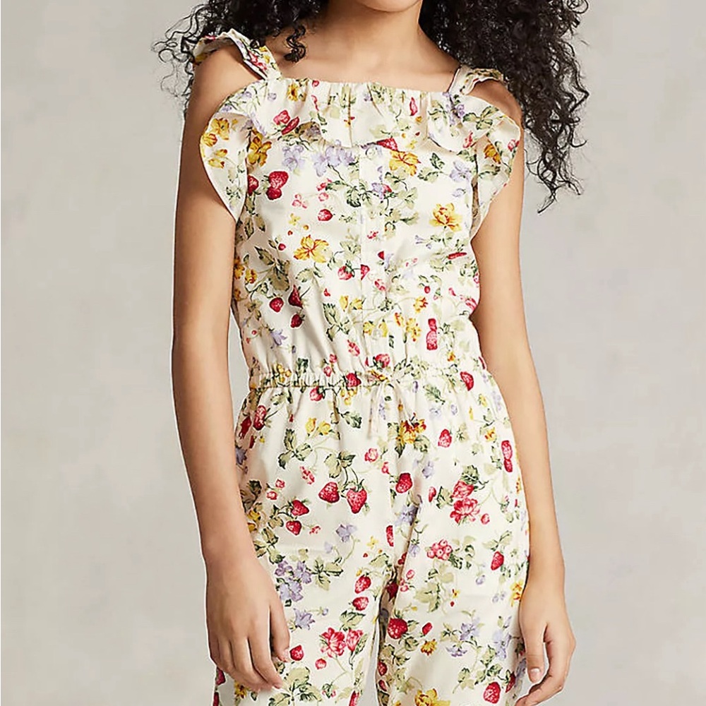 Girls' Floral Smocked Cotton Batiste Jumpsuit - Big Kid 14yr old